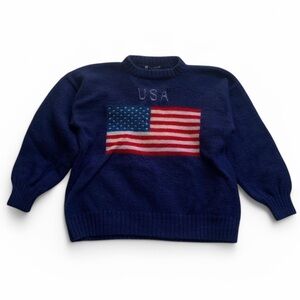 RL inspired Navy Blue USA Flag Sweater